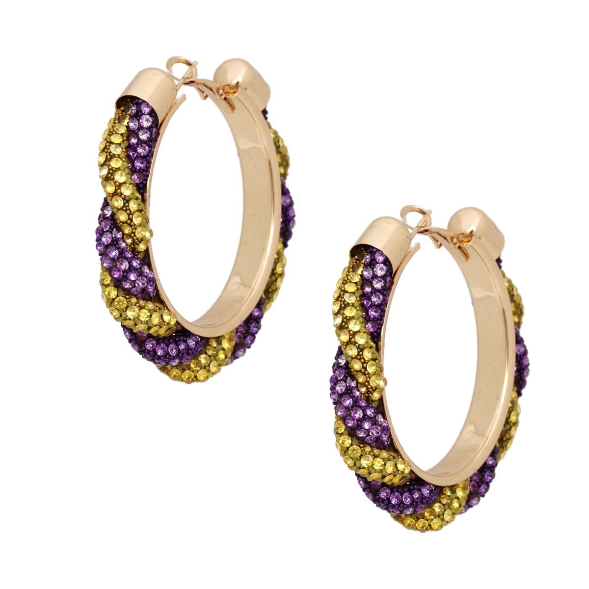 Omega Psi Vibrant Purple Gold Twisted Tube Hoops