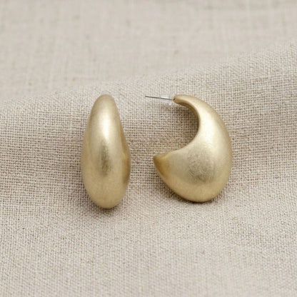 Hoop Matte Gold Chubby Crescent Earrings