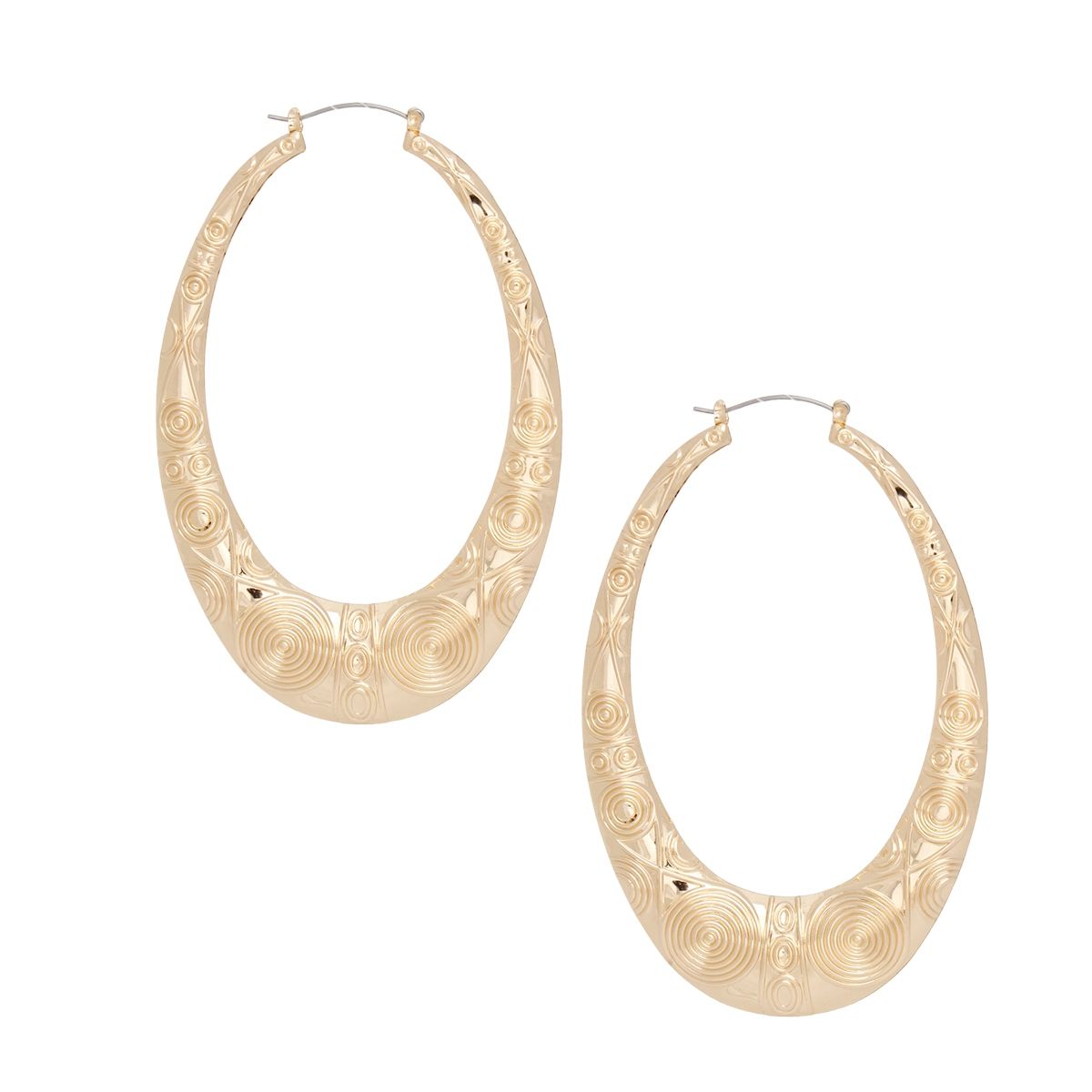 Hoop XL Tribal Pattern Teardrop Bamboo Earrings
