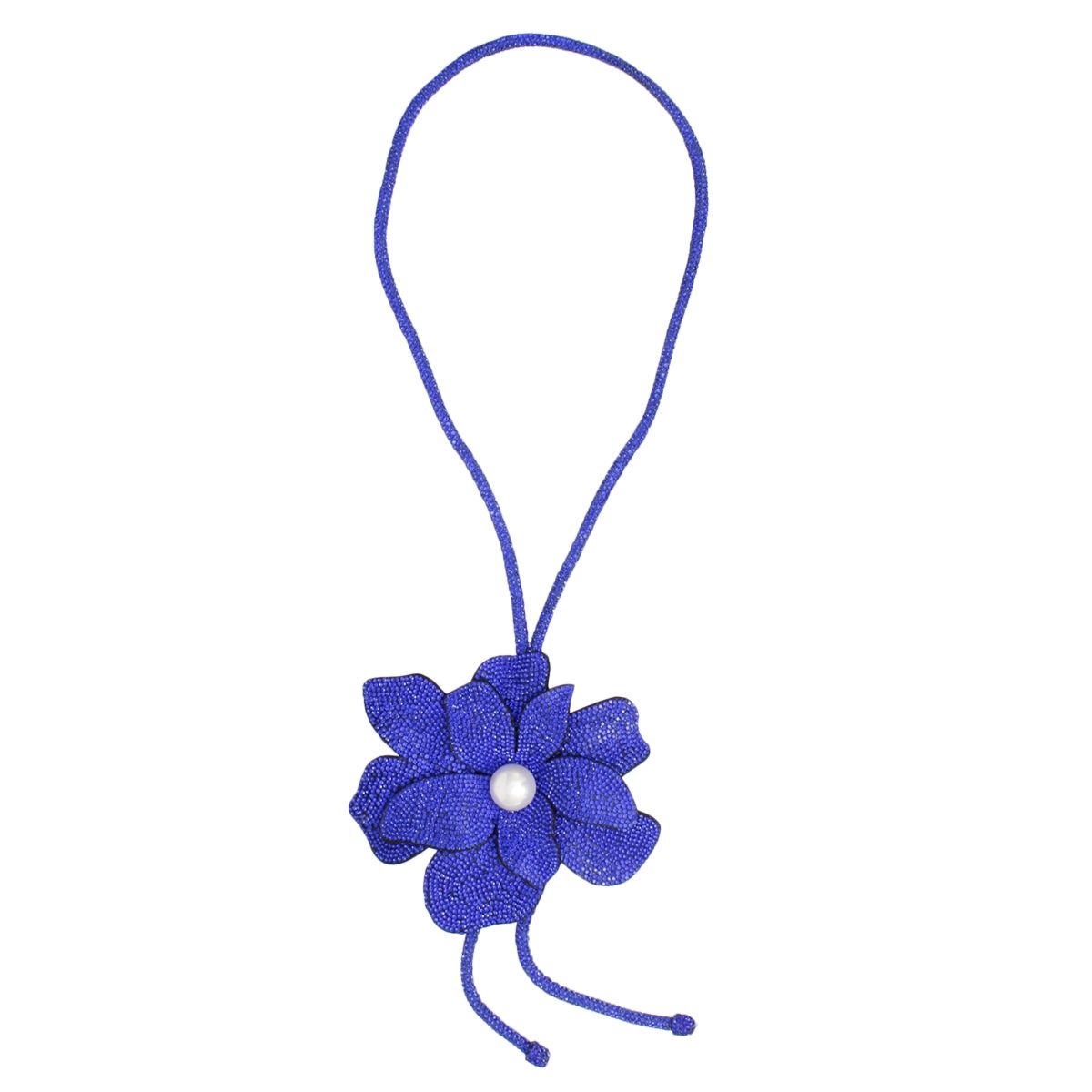 Long Y Brilliant Blue Blooming Flower Necklace