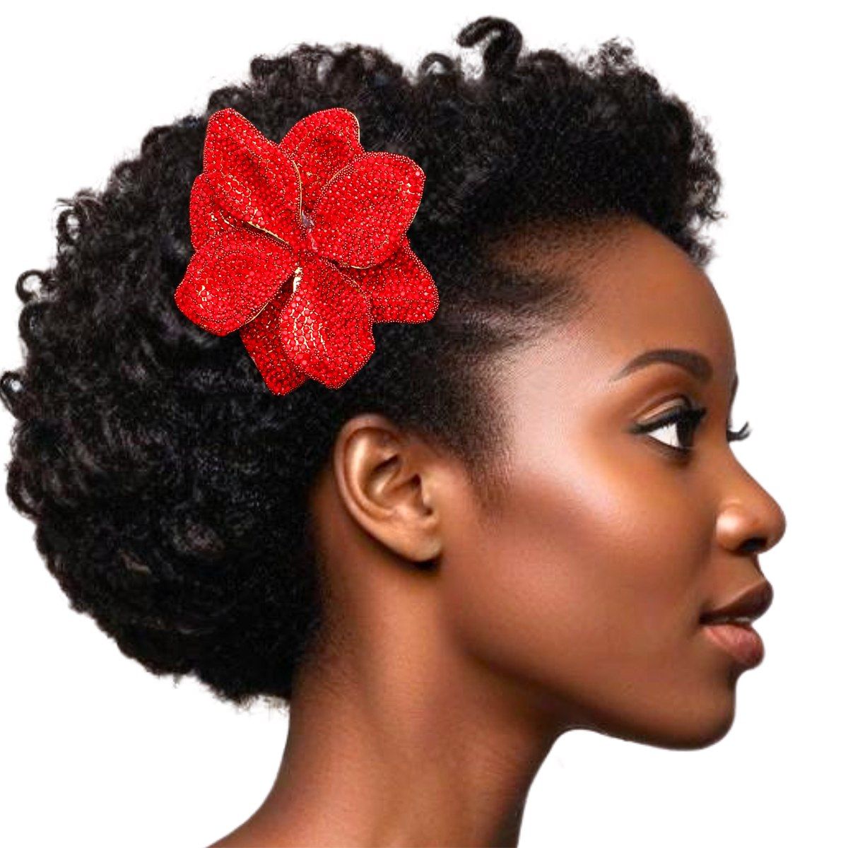 Brooch Handcrafted Brilliant Red Flower Pin Clip