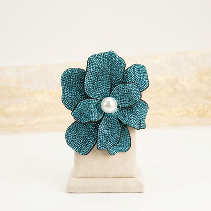 Amicae Aqua Blooming Flower Brooch Hair Clip