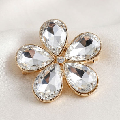 Gold Glass Crystal Daisy Flower Cuff Bracelet