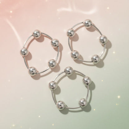 High Shine Silver Bead 3pcs Stretch Bracelet Set