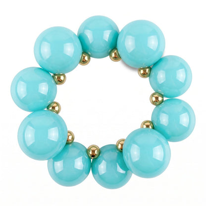 Aqua Blue Marble Bubble Ball Bead Bracelet