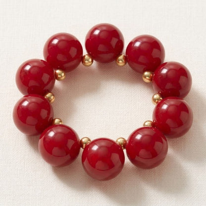 Bracelet Swirled Red Marble Bubble Ball Bead
