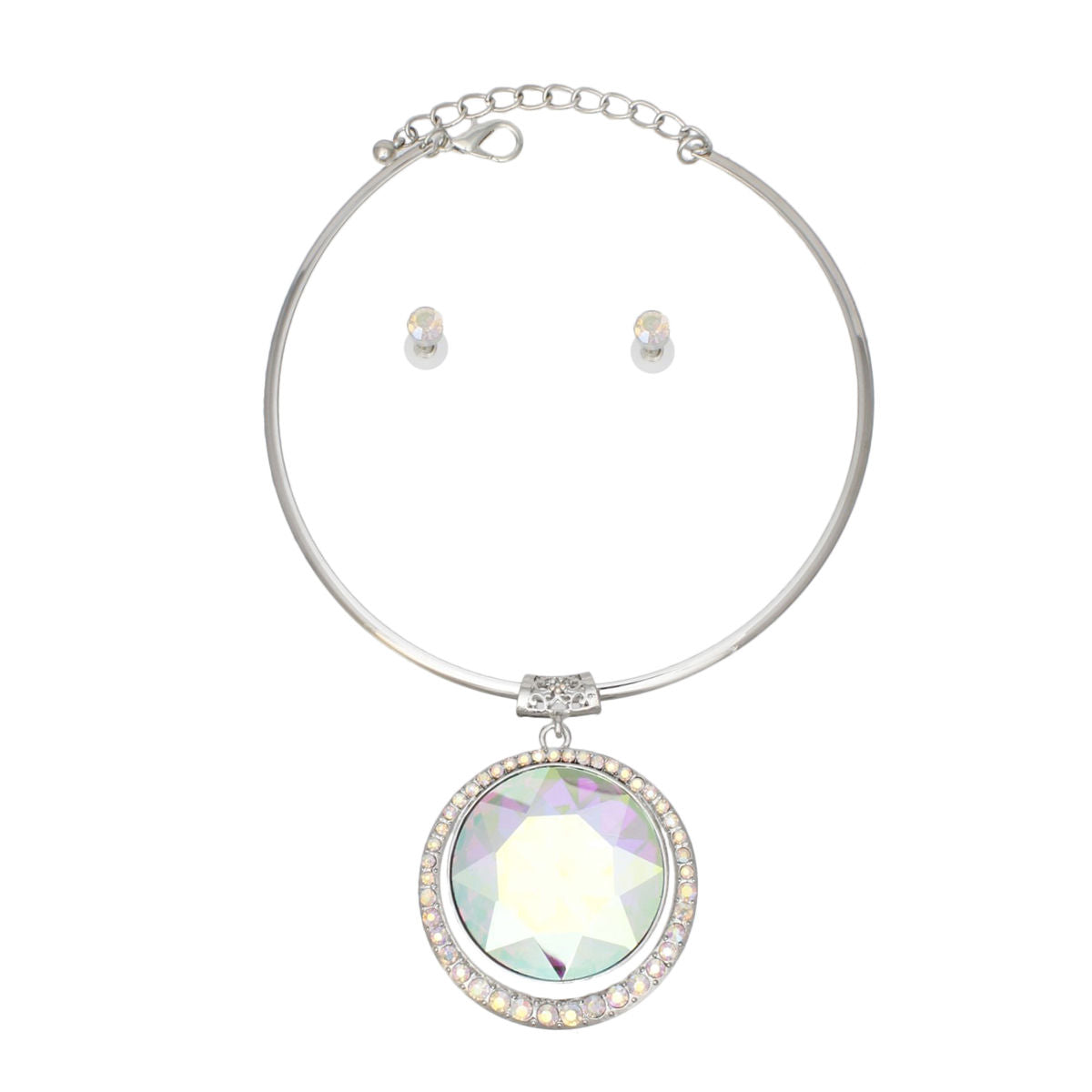 Choker Silver Formal Aurbo Round Radiant Pendant