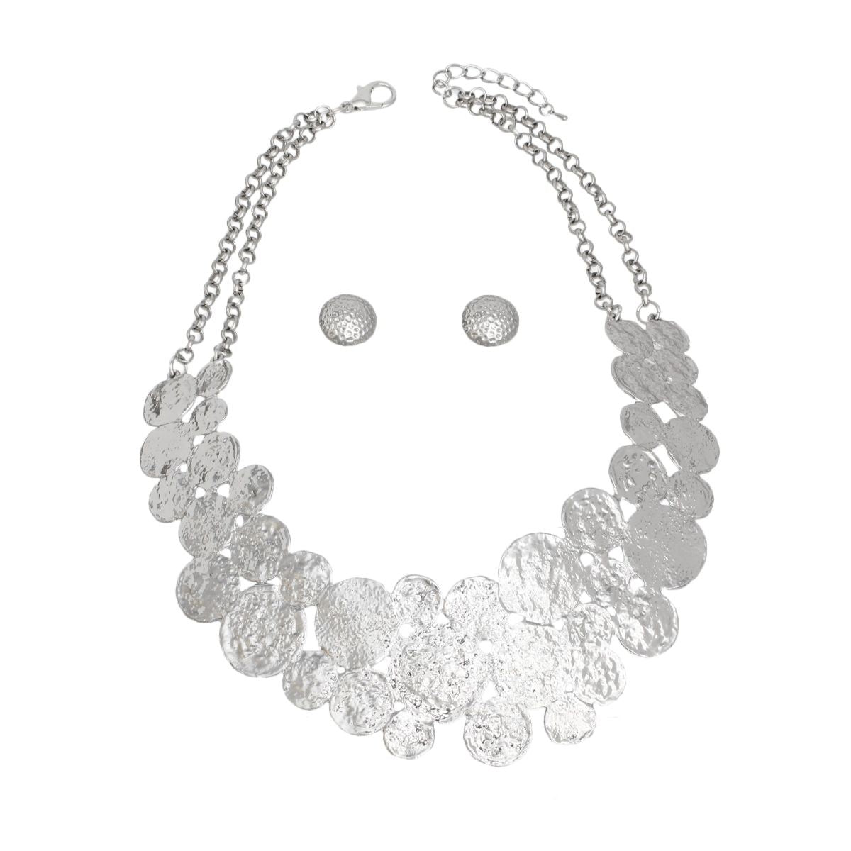 Bib Rigid Silver Circle Armor Collar Necklace