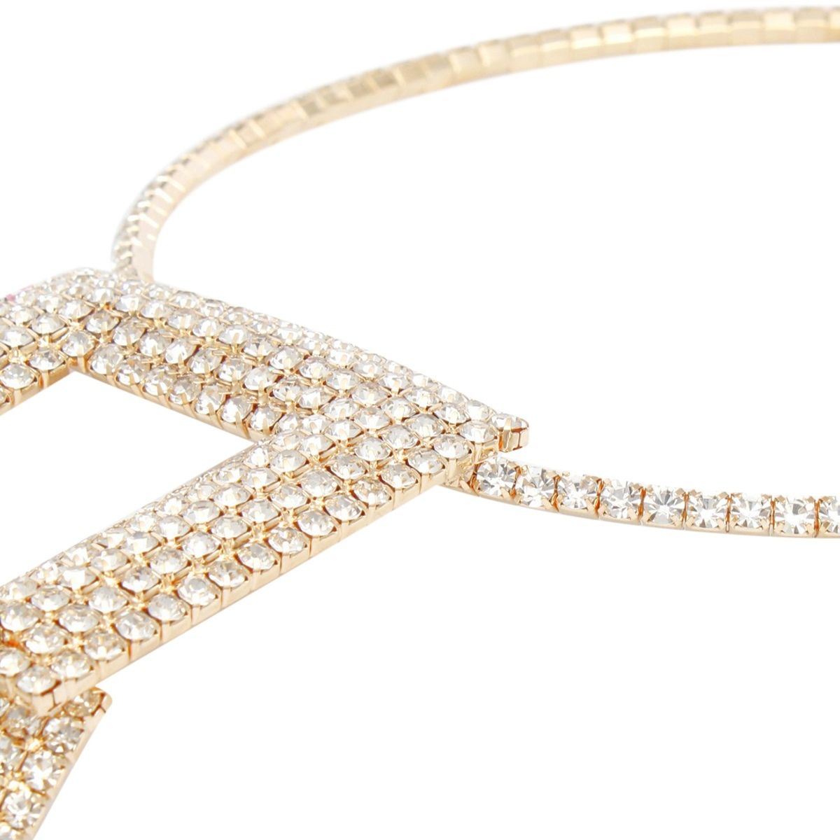 Choker Gold Lustrous Linked Pave Pendant Necklace