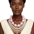 AKA Sorority Pink Green Jumbo Pearl Necklace Set