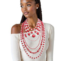 DST Sorority Red White 7 Strand Pearl Necklace
