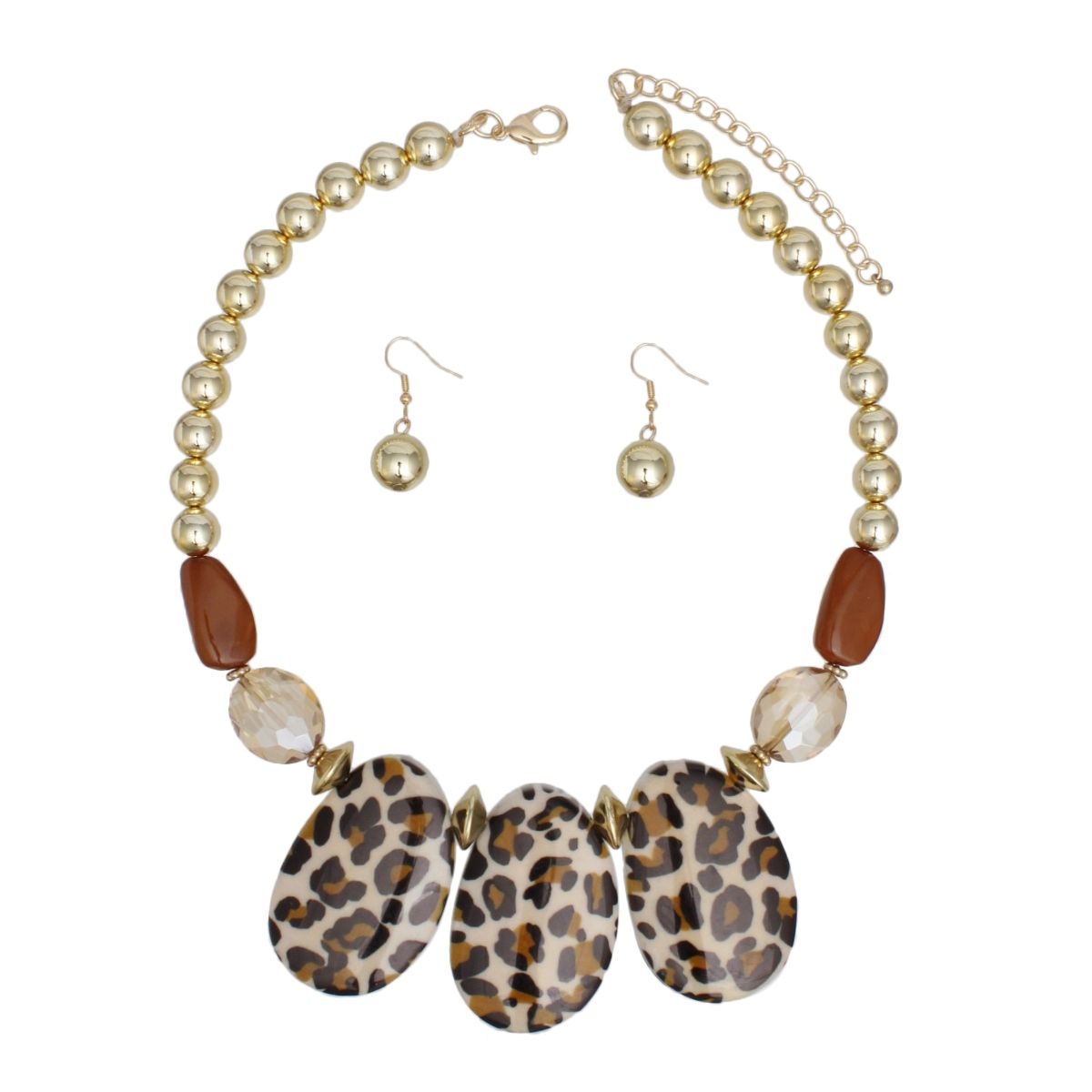 Collar Wild Safari Leopard Teardrop Bead Necklace