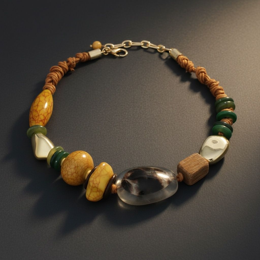 Tribal Natural Elements Yellow Chunky Necklace