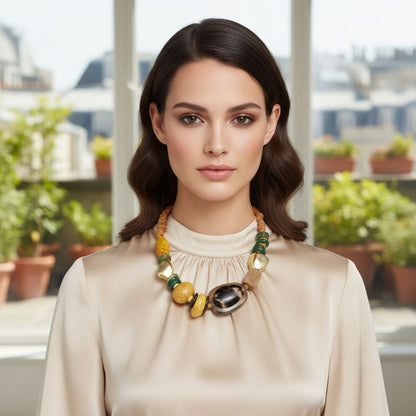 Tribal Natural Elements Yellow Chunky Necklace