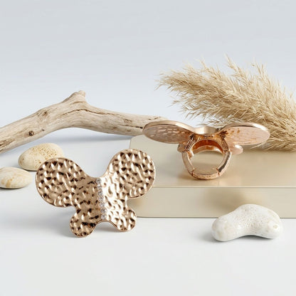 Gold Hammered Butterfly Large Cocktail Ring