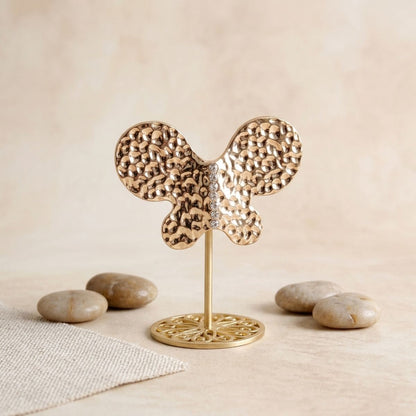Gold Hammered Butterfly Large Cocktail Ring