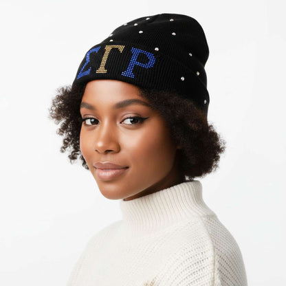 SGRHO Sorority Pride Black Bling Winter Beanie Hat