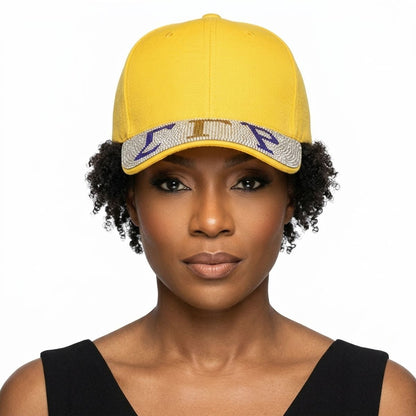SGRHO Yellow Canvas Greek Brim Baseball Cap