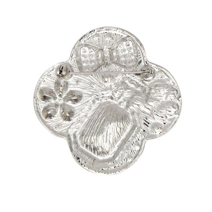 Brooch Couture Clover Red Glass Perfume Pin