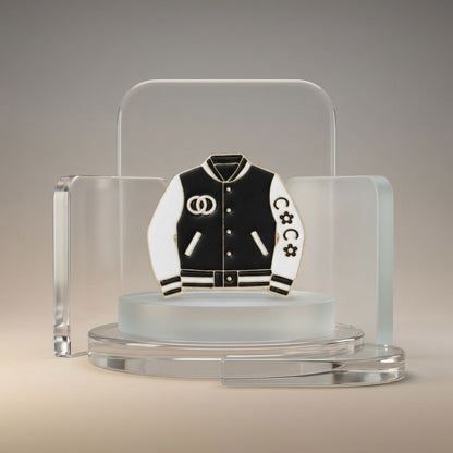 Brooch Black and White Varsity Jacket Flower Pin