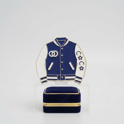 Brooch Blue and White Varsity Jacket Flower Pin