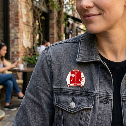 Brooch Red and White Varsity Jacket Flower Pin