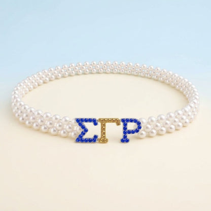 Sigma Gamma Rho White Pearl Stretch Belt