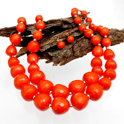 Beaded Coral Faceted Global Inspo Necklace Women