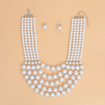 Pearl Bib Layered White Delicately Draped Necklace