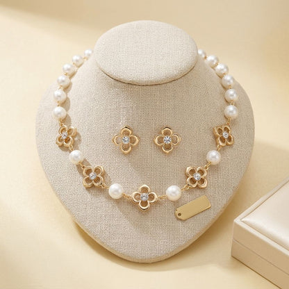 Cream Cotton Pearl and Luxe Mono Flower Necklace
