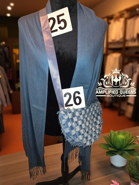 Denim Checkered Shoulder Bag