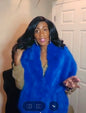 Rhoyal Blue Fur Shawl