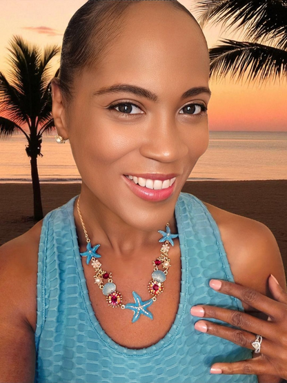 Jeweled Star & Shell Necklace Set