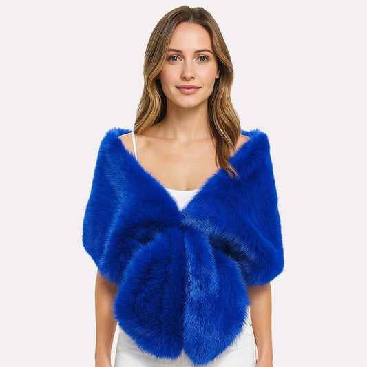 Rhoyal Blue Fur Shawl