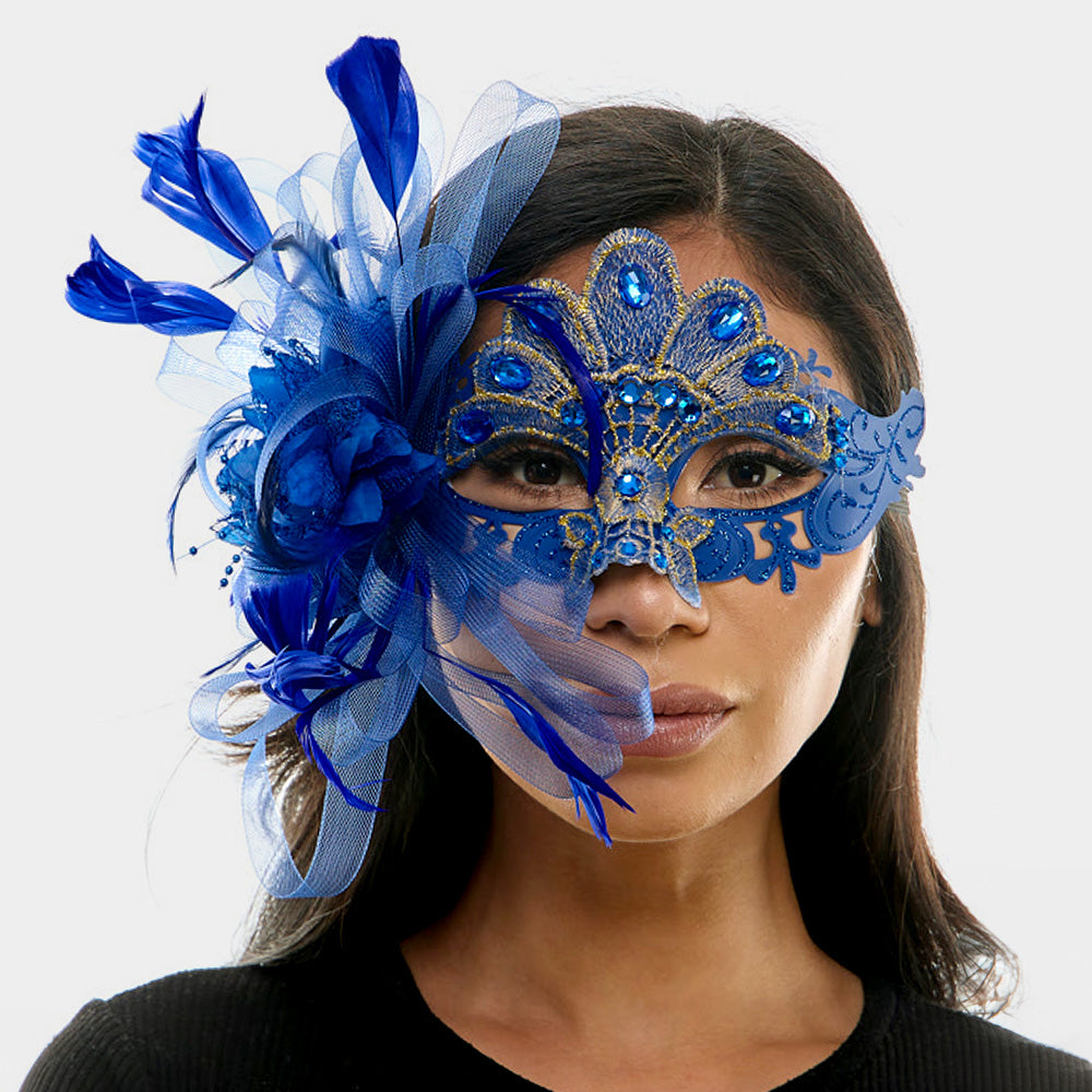 Blue & Gold Masquerade Mask