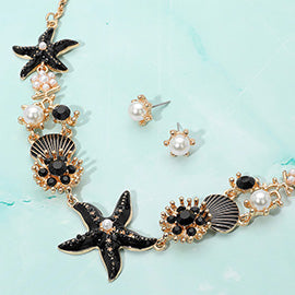 Jeweled Star & Shell Necklace Set