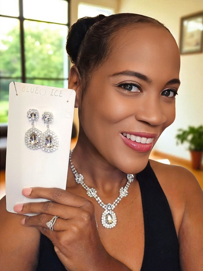 Teardrop Rhinestone Necklace Set