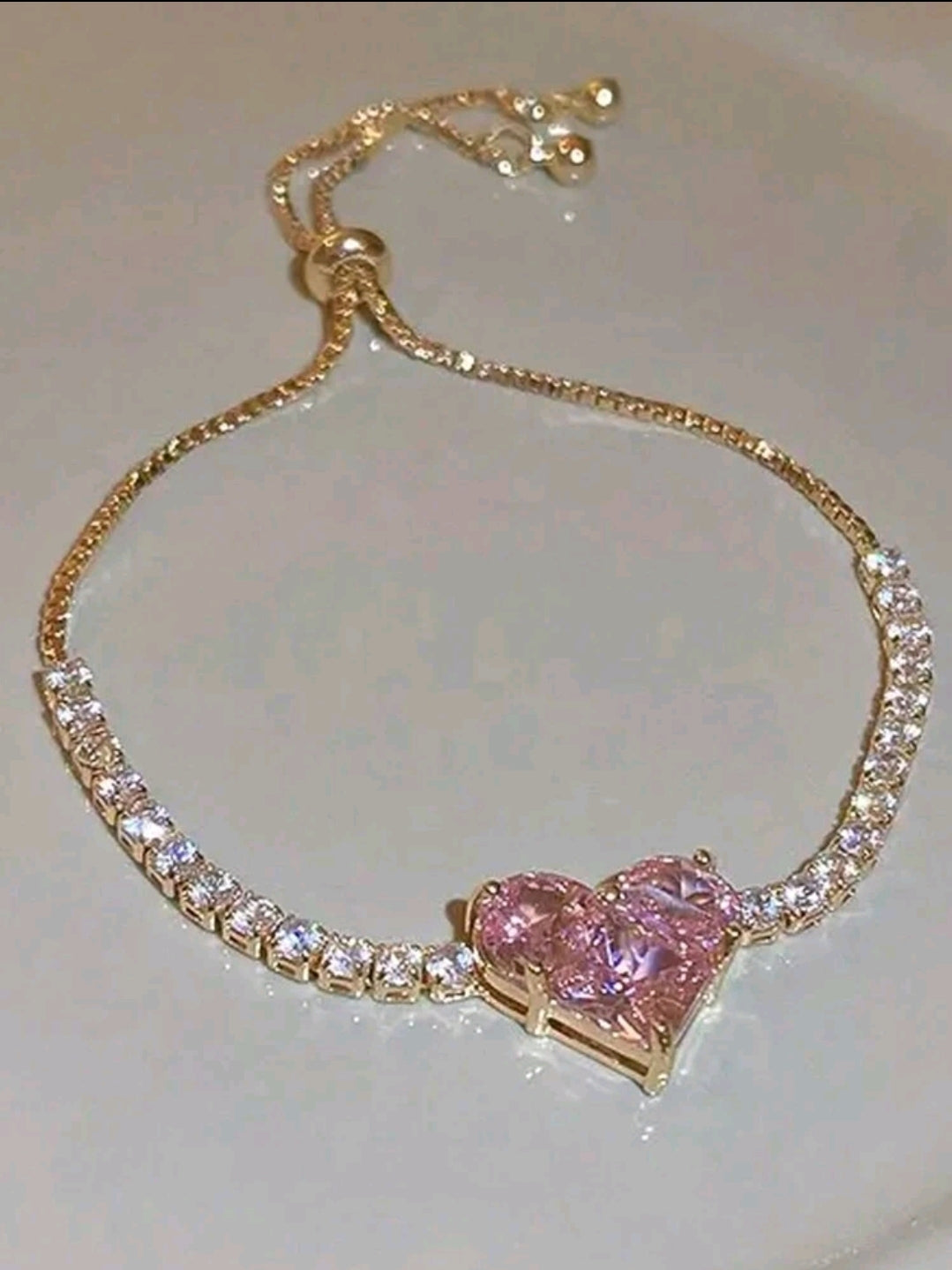 Pink Heart Rhinestone Bracelet