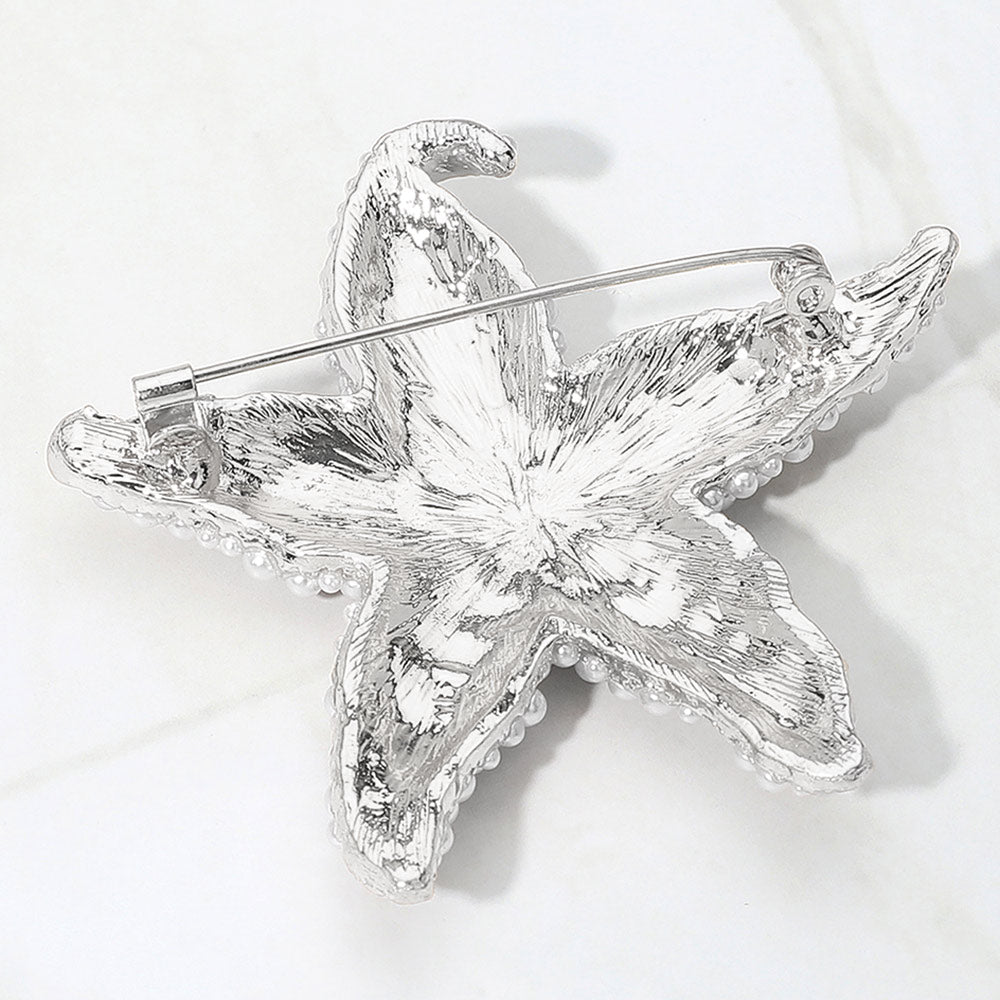 Starfish Pearl & Bling Brooch
