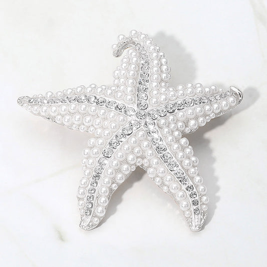 Starfish Pearl & Bling Brooch