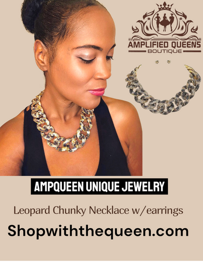 Leopard Bling Chunky Necklace (light weight)