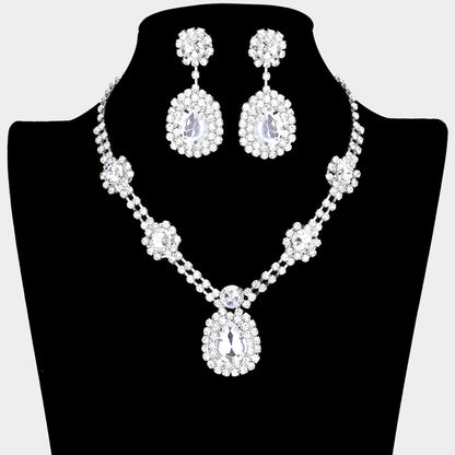 Teardrop Rhinestone Necklace Set