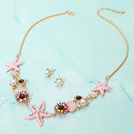 Jeweled Star & Shell Necklace Set