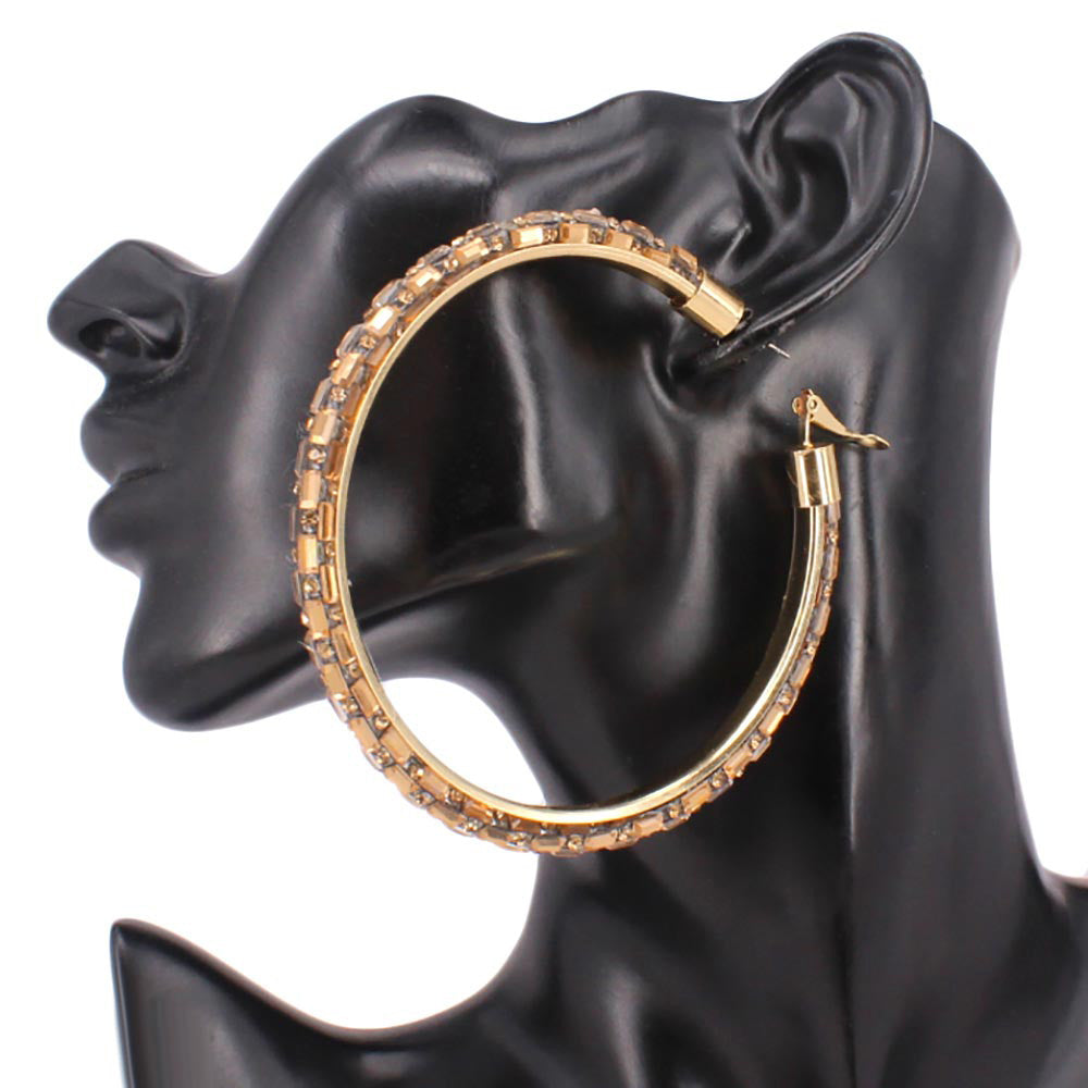 Oversized Rhinestone Hoops