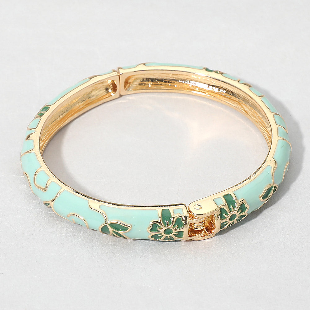 Green Enamel Hinge Bracelet