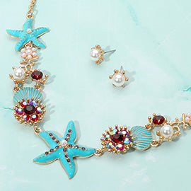 Jeweled Star & Shell Necklace Set