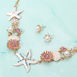 Jeweled Star & Shell Necklace Set