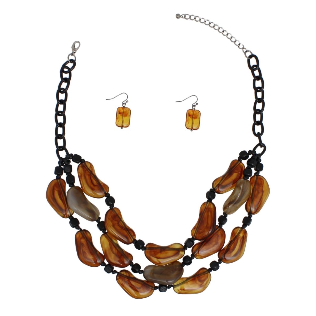 Beaded Brown Earth Inspired Palette Layer Necklace