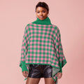 AKA Sorority Pink Green Checkerboard Knit Poncho