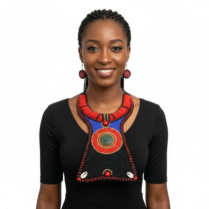 Handmade Tribal Beaded Collar Long Bib Necklace